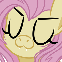 Size: 1000x1000 | Tagged: safe, alternate version, artist:emberslament, imported from derpibooru, fluttershy, bat pony, pony, bat ponified, close-up, eyes closed, fangs, female, flutterbat, mare, race swap, simple background, solo, tooth, transparent background, uwu, ùwú
