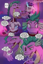 Size: 1200x1799 | Tagged: safe, artist:doorpapu, imported from derpibooru, rarity, spike, dragon, unicorn, comic:warm embrace, comedy, comic, dialogue, female, male, older, older rarity, older spike, sequence, shipping, sparity, straight