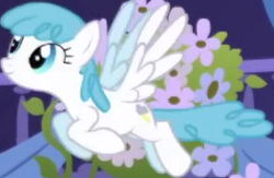 Size: 263x172 | Tagged: safe, imported from derpibooru, screencap, lightning bolt, white lightning, pegasus, pony, friendship is magic, background character, background pony, cropped, female, flying, mare, solo, spread wings, wings