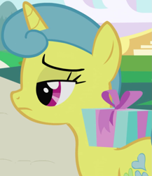 Size: 871x1005 | Tagged: safe, imported from derpibooru, screencap, lemon hearts, pony, unicorn, friendship is magic, background character, background pony, cropped, female, horn, lidded eyes, mare, present, solo