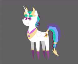 Size: 5116x4197 | Tagged: safe, artist:cabinet chief assistant k, idw, imported from derpibooru, princess celestia, alicorn, pony, reflections, absurd resolution, evil celestia, evil counterpart, evil grin, female, grin, horn, horn ring, jewelry, mare, mirror universe, pointy ponies, regalia, ring, simple background, smiling, solo, vector