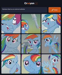 Size: 1536x1846 | Tagged: safe, imported from derpibooru, rainbow dash, pegasus, abstract art, ai content, ai generated, generator:craiyon, modern art, wat