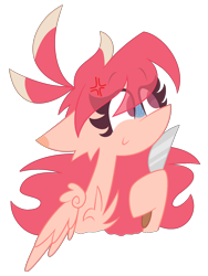 Size: 1500x2000 | Tagged: safe, artist:scridley-arts, imported from derpibooru, oc, oc only, oc:scridley, pegasus, pony, chest fluff, cross-popping veins, emanata, female, knife, pegasus oc, simple background, solo, transparent background