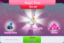 Size: 1268x858 | Tagged: safe, idw, imported from derpibooru, merpony, bundle, bush, costs real money, english, female, gameloft, gem, idw showified, mare, my little pony: magic princess, numbers, official, sale, solo, statue, text, unnamed merpony