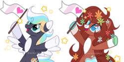 Size: 4000x2000 | Tagged: safe, artist:darkjillmlp123, imported from derpibooru, oc, oc only, earth pony, pegasus, pony, base used, female, flag, mare, simple background, transparent background