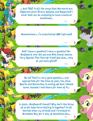 Size: 2048x2656 | Tagged: safe, imported from derpibooru, fluttershy, pipsqueak, truffle shuffle, earth pony, merpony, pegasus, pony, bandana, clothes, colt, dialogue, dialogue box, english, event, eyepatch, female, foal, gameloft, jewel, male, mare, mobile game, my little pony: magic princess, official, speech bubble, stallion, text