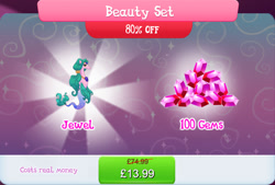 Size: 1270x860 | Tagged: safe, imported from derpibooru, merpony, bundle, costs real money, english, female, gameloft, gem, jewel, jewelry, mare, mobile game, my little pony: magic princess, necklace, numbers, official, sale, solo, text
