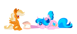 Size: 3000x1350 | Tagged: safe, artist:neonishe, imported from derpibooru, oc, oc only, oc:neon star, oc:sunshinenya, alicorn, pegasus, pony, cute, food, horn, marshmallow, simple background, tongue out, white background, wings