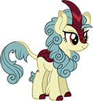 Size: 136x148 | Tagged: safe, imported from derpibooru, kirin, the last problem, cloven hooves, female, g4, gameloft, horn, leg fluff, my little pony: magic princess, official, picture for breezies, season sunshine, simple background, smiling, solo, tail, transparent background