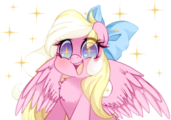 Size: 1454x1020 | Tagged: safe, artist:loyaldis, imported from derpibooru, oc, oc only, oc:bay breeze, pegasus, pony, bow, cute, excited, eye clipping through hair, female, hair bow, happy, heart, heart eyes, mare, open mouth, open smile, pegasus oc, simple background, smiling, solo, sparkles, sparkly eyes, spread wings, transparent background, wingding eyes, wings