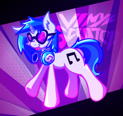 Size: 5124x4860 | Tagged: safe, artist:foxtrnal, imported from derpibooru, dj pon-3, vinyl scratch, pony, unicorn, :p, background pony, blue mane, female, headphones, mare, solo, tongue out