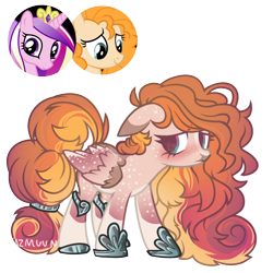 Size: 1000x1000 | Tagged: safe, artist:kazmuun, imported from derpibooru, pear butter, princess cadance, oc, pegasus, pony, female, magical lesbian spawn, mare, offspring, parent:pear butter, parent:princess cadance, simple background, transparent background