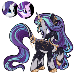 Size: 1000x1000 | Tagged: safe, artist:kazmuun, imported from derpibooru, rarity, starlight glimmer, oc, pony, unicorn, female, magical lesbian spawn, mare, offspring, parent:rarity, parent:starlight glimmer, parents:starity, simple background, transparent background, twitterina design