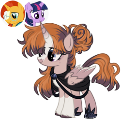 Size: 1000x1000 | Tagged: safe, artist:kazmuun, imported from derpibooru, sunburst, twilight sparkle, oc, alicorn, pony, female, mare, offspring, parent:sunburst, parent:twilight sparkle, parents:twiburst, simple background, transparent background, twilight sparkle (alicorn)