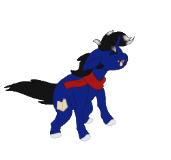 Size: 666x623 | Tagged: safe, alternate version, artist:euspuche, imported from derpibooru, oc, oc only, oc:night reader, bat pony, bat pony unicorn, hybrid, pony, unicorn, alternate character, animated, bat pony oc, clothes, commission, dance till you die dog, dancing, gif, horn, male, meme, scarf, simple background, solo, transparent background, ych result, your character here