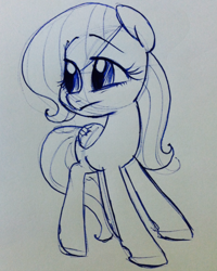 Size: 678x847 | Tagged: safe, artist:kluzart, imported from derpibooru, fluttershy, pony, monochrome, solo, traditional art
