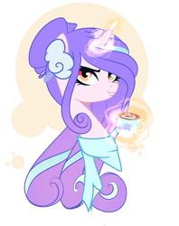 Size: 1000x1262 | Tagged: safe, artist:harmonyvitality-yt, imported from derpibooru, oc, oc only, pony, unicorn, cup, eyelashes, female, glowing, glowing horn, grin, horn, magic, mare, simple background, smiling, solo, telekinesis, transparent background, unicorn oc