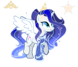 Size: 1280x1110 | Tagged: safe, artist:harmonyvitality-yt, imported from derpibooru, oc, oc only, alicorn, pony, alicorn oc, base used, deviantart watermark, ethereal mane, female, horn, mare, obtrusive watermark, offspring, parent:rarity, parent:shining armor, parents:rariarmor, simple background, solo, starry mane, transparent background, watermark, wings