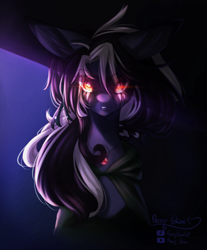 Size: 2230x2690 | Tagged: safe, artist:prettyshinegp, imported from derpibooru, oc, oc only, earth pony, pony, bust, earth pony oc, glowing eyes, looking at you, solo