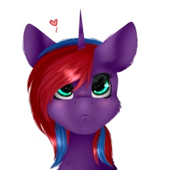 Size: 1013x1005 | Tagged: safe, artist:midnightmagic15, imported from derpibooru, oc, oc only, pony, unicorn, bust, heart, looking at you, portrait, solo