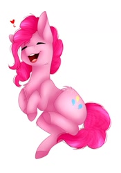 Size: 1111x1585 | Tagged: safe, artist:midnightmagic15, imported from derpibooru, pinkie pie, earth pony, pony, chest fluff, eyes closed, happy, heart, open mouth, open smile, smiling, solo