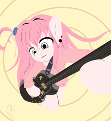 Size: 1080x1180 | Tagged: safe, artist:reinbou, imported from derpibooru, earth pony, pony, 1957 les paul custom reissue, anime, bocchi the rock!, electric guitar, guitar, hitori gotou, les paul, musical instrument, ponified, simple background, solo