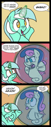 Size: 569x1403 | Tagged: safe, artist:epulson, imported from derpibooru, bon bon, lyra heartstrings, sweetie drops, pony, sea pony, unicorn, angry, bubble, comic, cute, duo, in bubble, shoo be doo, underwater, water