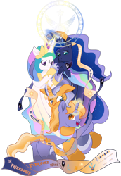 Size: 6159x8976 | Tagged: safe, artist:lincolnbrewsterfan, derpibooru exclusive, imported from derpibooru, part of a set, princess celestia, princess luna, oc, oc:imperii solem (empirica sol), oc:lunae novae (new luna), alicorn, pony, unicorn, derpibooru, series:apri(luna) fools!, .svg available, 2023, absurd resolution, aftermath, alternate design, april fools, april fools 2023, blue, blue eyes, blue mane, blue tail, celebration, clothes, colored wings, crossed horns, crown, cute, cute face, cute smile, cutie mark, cyan eyes, derpibooru logo, derpibooru ponified, description is relevant, dock, embrace, ethereal hair, ethereal mane, ethereal tail, everything is fixed, everything went better than expected, female, finale, floating, flowing mane, flowing tail, glare, glow, glowing horn, gold, golden eyes, gradient hair, gradient mane, gradient tail, gradient wings, group, group hug, happiness, happy, head down, hoof heart, horn, horns are touching, hug, implied princess celestia, implied princess luna, inkscape, inverted colors, jewelry, lesson, levitation, logo, long horn, long mane, long tail, looking at each other, looking at someone, looking at you, looking down, looking up, magic, magic aura, magic circle, magic glow, mare, meta, moon, movie accurate, multicolored hair, multicolored mane, multicolored tail, new lunar republic, ocbetes, opposites, palette swap, part of a series, peytral, ponified, ponified logo, positive message, positive ponies, princess celestia's cutie mark, princess luna's cutie mark, projection, quartet, raised hoof, recolor, regalia, representative, reunion, ribbon, runes, runescape, shoes, sibling love, siblings, simple background, sister, sisterly love, sisters, smiling, smiling at each other, solar empire, solo, sparkly mane, sparkly tail, spread hooves, striped mane, striped tail, svg, tail, teal eyes, telekinesis, thank you, thanks, the war is over, timeline, touching hooves, translucent mane, transparent background, transparent mane, transparent tail, tribute, twin sisters, twins, underhoof, unicorn oc, united equestria, vector, winghug, wings, yellow eyes, you guys are awesome and i love you