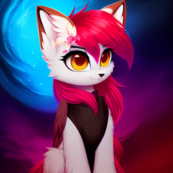 Size: 1024x1024 | Tagged: safe, editor:jasmindreasond, imported from derpibooru, oc, oc only, oc:tiny jasmini, hybrid, pegasus, pony, ai content, ai generated, cat ears, cheek fluff, cute, ear fluff, feline, female, flower, flower in hair, fluffy, generator:stable diffusion, mare, pegasus oc, smiling, solo