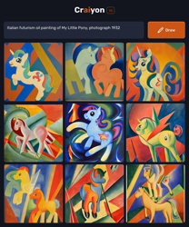 Size: 1536x1850 | Tagged: safe, imported from derpibooru, oc, oc only, earth pony, pegasus, pony, unicorn, ai content, ai generated, cubism, earth pony oc, futurism, generator:craiyon, horn, modern art, oc x oc, pegasus oc, shipping, unicorn oc