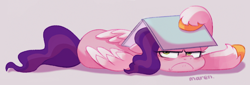 Size: 2296x782 | Tagged: safe, artist:maren, idw, imported from derpibooru, pipp petals, pegasus, pony, spoiler:comic, spoiler:g5comic, spoiler:g5comic11, :c, >:c, adorapipp, angry, computer, cute, frown, g5, laptop computer, madorable, pipp petals is best facemaker, pipp petals is not amused, scene interpretation, simple background, unamused, unshorn fetlocks, white background