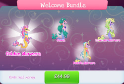 Size: 1268x858 | Tagged: safe, imported from derpibooru, merpony, collection, costs real money, english, female, gameloft, group, jewel, jewelry, mare, mobile game, my little pony: magic princess, necklace, numbers, official, text, unnamed character, unnamed merpony