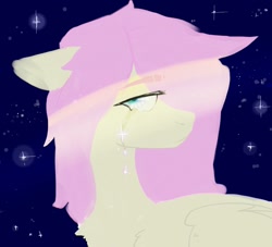 Size: 1064x964 | Tagged: safe, artist:greatsunflow42, imported from derpibooru, fluttershy, pony, crying, night, sad, solo, turned head