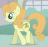 Size: 169x165 | Tagged: safe, imported from derpibooru, screencap, carrot top, golden harvest, earth pony, pony, season 1, season 2, background character, background pony, cropped, female, intro, mare, solo