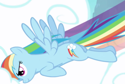 Size: 1063x715 | Tagged: safe, imported from derpibooru, screencap, rainbow dash, pegasus, pony, season 1, season 2, cropped, female, flying, intro, mare, rainbow trail, solo, spread wings, wings