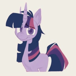 Size: 1000x1000 | Tagged: safe, artist:partyponypower, imported from derpibooru, twilight sparkle, unicorn, eyebrows, eyebrows visible through hair, looking at you, smiling, solo, unicorn twilight