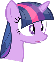 Size: 881x1006 | Tagged: safe, artist:retroponybro, imported from derpibooru, twilight sparkle, pony, unicorn, feeling pinkie keen, base used, bust, colored lineart, ears up, eyelashes, female, horn, mare, open mouth, portrait, simple background, solo, three quarter view, transparent background, unicorn twilight, vector, wet, wet mane, wondering