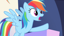 Size: 1258x720 | Tagged: safe, imported from derpibooru, screencap, rainbow dash, pegasus, pony, the cutie map, solo, throne