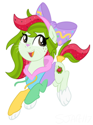 Size: 1650x2203 | Tagged: safe, artist:sjart117, imported from derpibooru, oc, oc:watermelana, pegasus, pony, bow, clothes, easter, easter bunny, easter egg, face paint, female, freckles, hair bow, holiday, hoodie, looking back, mare, pastel, paw gloves, pegasus oc, simple background, smiling, solo, transparent background, whiskers