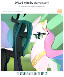 Size: 768x924 | Tagged: safe, imported from derpibooru, princess celestia, queen chrysalis, alicorn, changeling, pony, female, kissing, machine learning generated, wat
