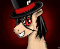 Size: 900x732 | Tagged: safe, artist:fastballncs, imported from derpibooru, oc, oc:kage, hat, red eyes, top hat