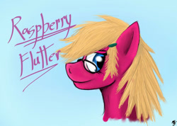 Size: 900x642 | Tagged: safe, artist:fastballncs, imported from derpibooru, oc, oc:raspberry flutter, bust, male, simple background, stallion