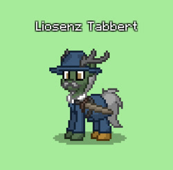 Size: 825x813 | Tagged: safe, imported from derpibooru, oc, oc only, oc:liosenz tabbert, deer, pony, pony town, american civil war, antlers, clothes, deer oc, facial hair, hat, military, moustache, non-pony oc, solo, standing, sword, union, weapon