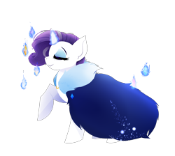 Size: 3454x3101 | Tagged: safe, artist:bettykat420, imported from derpibooru, rarity, pony, unicorn, eyes closed, female, gemstones, glowing, glowing horn, horn, magic, mare, older, older rarity, simple background, smiling, solo, telekinesis, transparent background