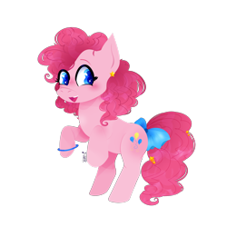 Size: 3242x3242 | Tagged: safe, artist:bettykat420, imported from derpibooru, pinkie pie, earth pony, pony, bow, bracelet, ear piercing, earring, female, jewelry, mare, piercing, rearing, simple background, solo, tail, tail bow, transparent background