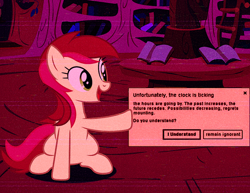 Size: 1004x777 | Tagged: safe, edit, imported from derpibooru, roseluck, pony, error message, golden oaks library, solo