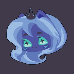 Size: 1000x1000 | Tagged: safe, artist:ushigow, imported from derpibooru, part of a set, princess luna, human, equestria girls, blush sticker, blushing, bust, chibi, crown, eared humanization, head only, humanized, jewelry, regalia, simple background, solo