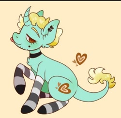 Size: 712x696 | Tagged: safe, artist:inky_sparrow, imported from derpibooru, oc, oc only, oc:copperfrost, pony, unicorn, :p, chest fluff, clothes, digital art, heart, mole, socks, solo, striped socks, tail, tongue out