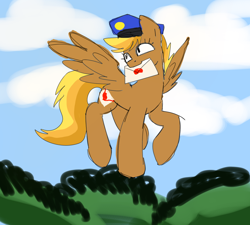 Size: 880x791 | Tagged: safe, artist:solixy406, imported from derpibooru, pegasus, pony, female, flying, letter, mare, mouth hold, swift reply