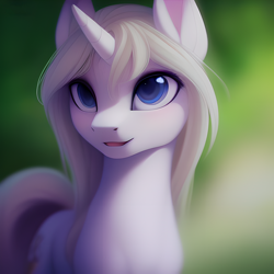 Size: 1024x1024 | Tagged: safe, imported from derpibooru, oc, oc only, pony, unicorn, ai content, ai generated, blue eyes, female, generator:stable diffusion, mare, prompter:scamper, solo